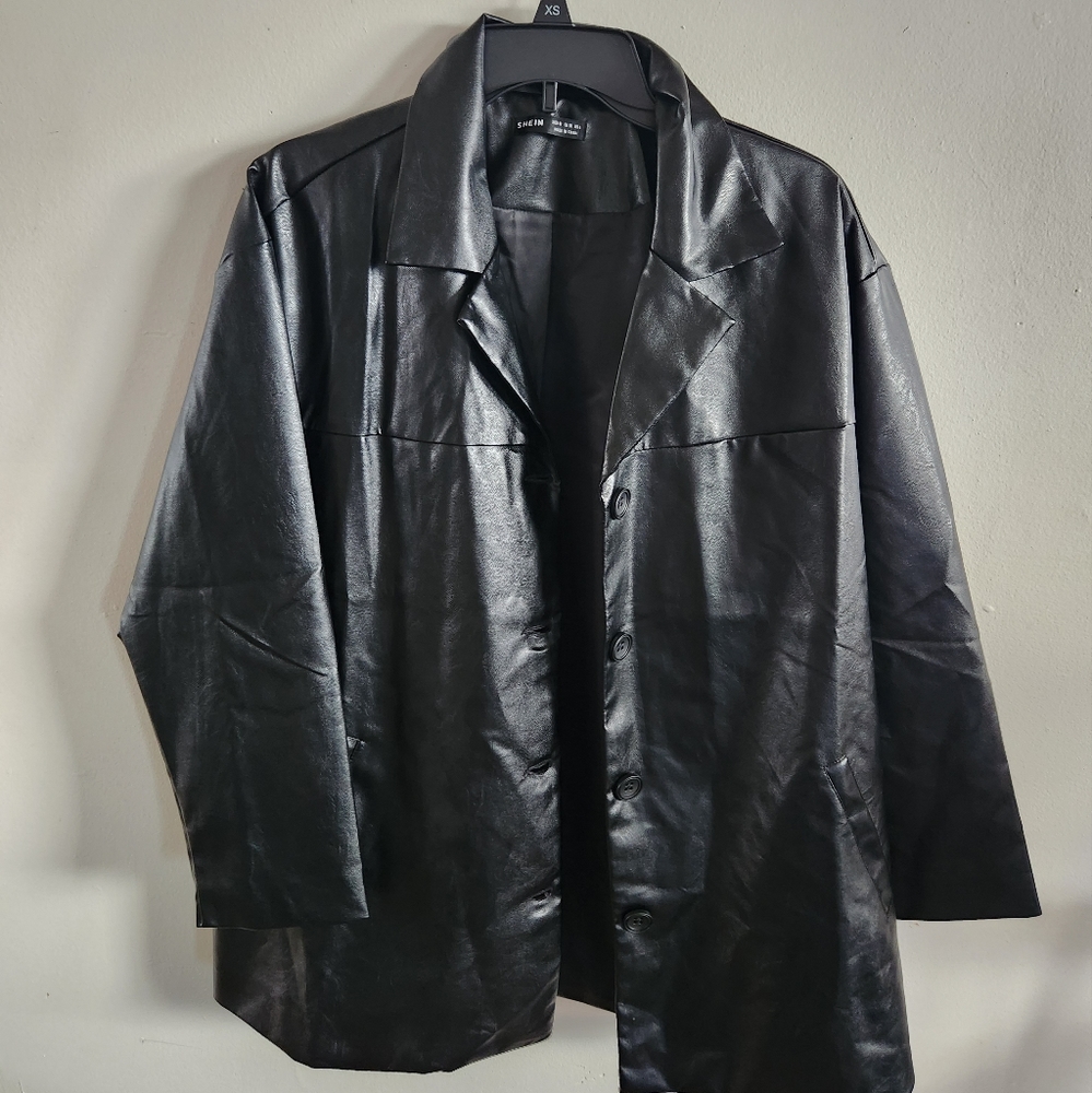Lapel Neck Shein Leather Jacket Coat Like New Without Tags Size Medium